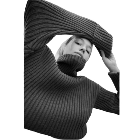 ZARA Rib Knit Crop Sweater L Grey - REF 6771/012 - Picture 5 of 6